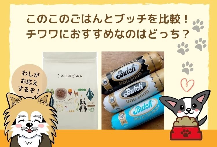 このこのごはんとブッチを比較!愛犬におすすめのドッグフードはどっち?