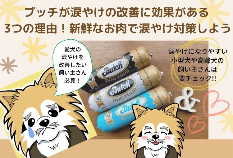 ブッチが涙やけの改善に効果がある理由は3つ!新鮮なお肉でしっかり涙やけ対策できる